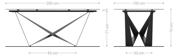 DELIFE Jídelní stůl Edge 200x100 keramika Minas Melange bílá béžová Spider plochá ocel černá