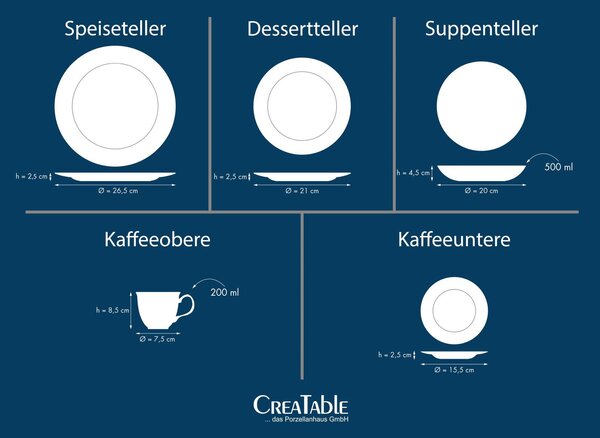 KOMBINOVANÁ SOUPRAVA, 30dílné, pórovina Creatable - Online Only nádobí, Online Only