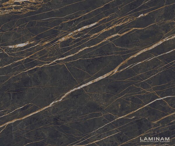 DELIFE Jídelní stůl Edge 200-300x100 keramika Laminam®Noir Desir hnědý křížová podnož obdélník černý rozkládací