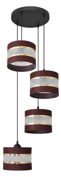 Lustr na lanku HELEN 4xE27/15W/230V hnědá/černá/zlatá