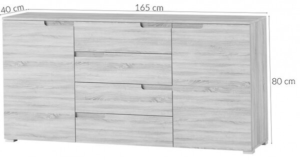 Szynaka Komoda Selene M8 165 cm bílá lesk/mat