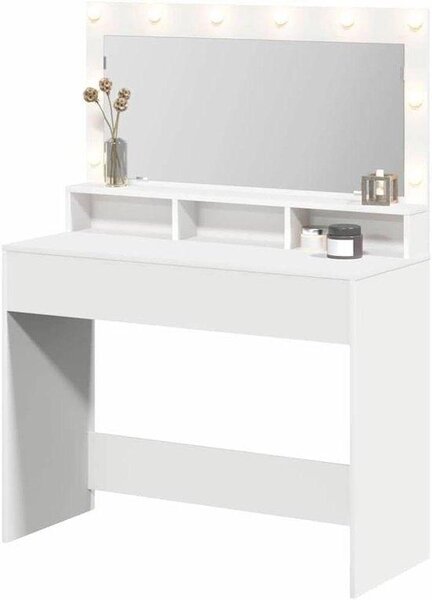 Toaletní stolek se zrcadlem - Nábytek pro líčení - Kosmetický stolek - LED osvětlení s USB - 100 x 41 x 135 cm