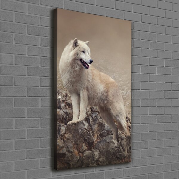 Vertikální Foto obraz canvas Vlk na skále ocv-60381309
