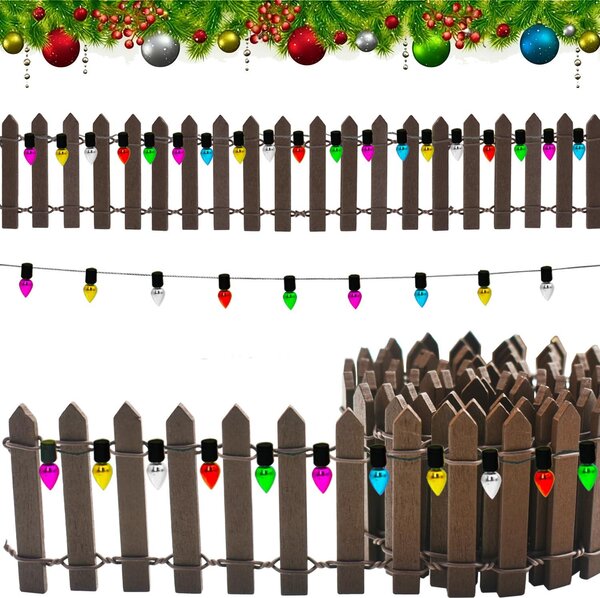 Miniaturní plot, zahradní plot, mini dřevěný plot - 100 x 5 cm - přírodní dřevo - flexibilní