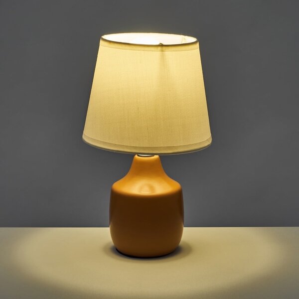 Bílo-hnědá keramická stolní lampa s textilním stínidlem (výška 24 cm) – Casa Selección