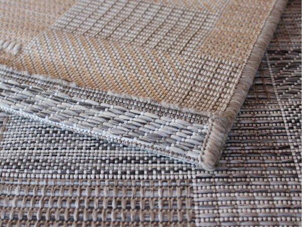Spoltex, AKCE: 120x170 cm Kusový koberec Terazza 21107-740 Ivory Silver/Taupe – na ven i na doma, hnědá, chodba / předsíň