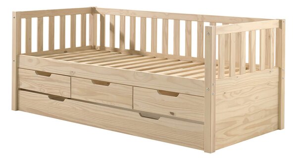 Dětská postel ferizo dvě řady šuplíků 90 x 200 cm hnědá