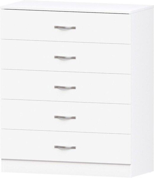 Komoda s zásuvkami - Úložný prostor pro zásuvky - Organizace ložnice - Zesílená konstrukce - Šířka 75 cm - Bílá barva