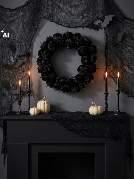 Sinsay - Dekorativní věnec s halloweenským motivem - černá
