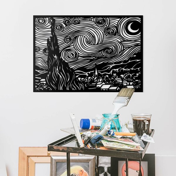 DUBLEZ | Dřevěný obraz Vincent van Gogh - Hvězdná noc | Obraz