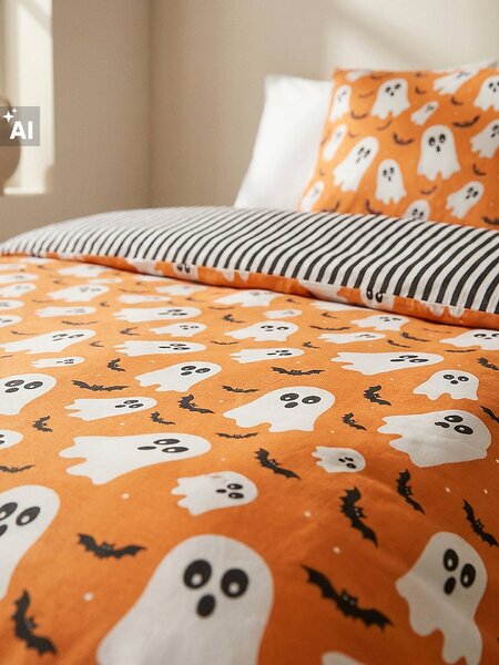 Sinsay - Sada ložního prádla s halloweenským motivem - oranžová