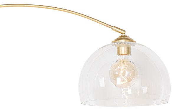Moderní oblouková lampa mosazná s čirým sklem - Arc