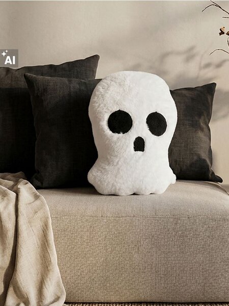 Sinsay - Halloweenský dekorativní polštář ve tvaru ducha - bílá