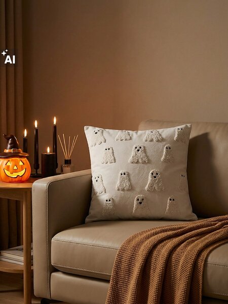 Sinsay - Halloweenský dekorativní povlak na polštář s motivem duchů - černá