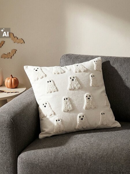 Sinsay - Halloweenský dekorativní povlak na polštář s motivem duchů - černá