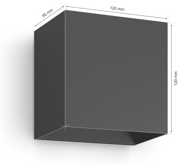 HUE WACA Resonate venkovní nástěnné LED svítidlo 8W 590lm 2000-6500K RGB IP44, černé