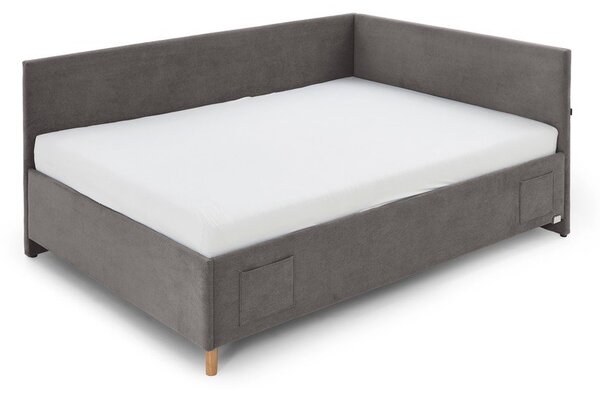 Antracitová čalouněná rohová dětská postel s úložným prostorem s roštem 140x200 cm Cool – Meise Möbel