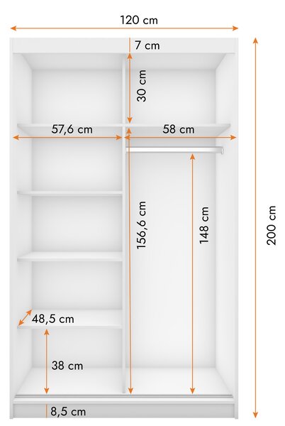 Šatní skříň Nestor 06 (bílá + bílá). Akce -16%