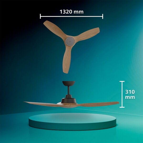 Philips-LED Stm. stropní ventilátor OLAS LED/24W/230V pr. 132 cm černá/hnědá +DO
