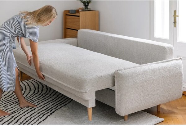 Béžová rozkládací pohovka z textilie bouclé 215 cm Patti – Bonami Selection