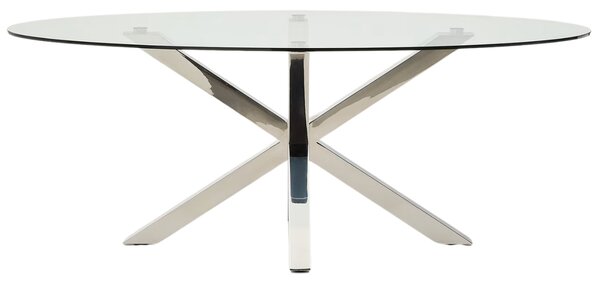 Skleněný jídelní stůl Kave Home Argo II. 200 x 100 cm s nerezovou podnoží