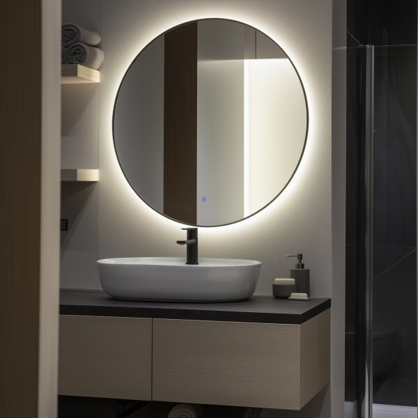 Brilagi - LED Koup. zrcadlo VENA BLACK LED/26W/230V 80 cm IP44 CRI 90 stmív.+CCT