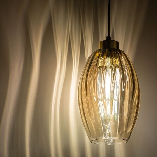 LED Lustr na lanku SEBO 1xE27/15W/230V černá/kouřová béžová