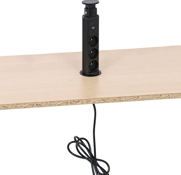 Stolní vysouvací zásuvka, 3× 230 V, USB-A, USB-C, černá