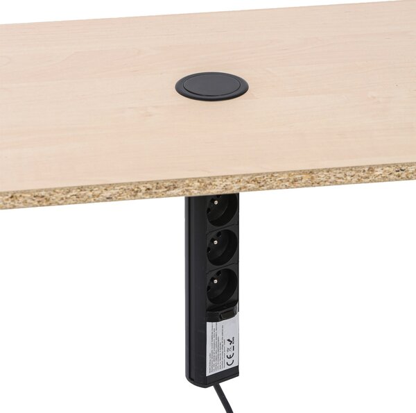 Stolní vysouvací zásuvka, 3× 230 V, USB-A, USB-C, černá