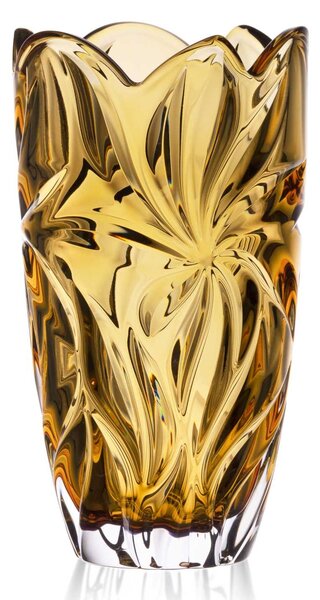 Aurum Crystal Váza Flora amber 280 mm