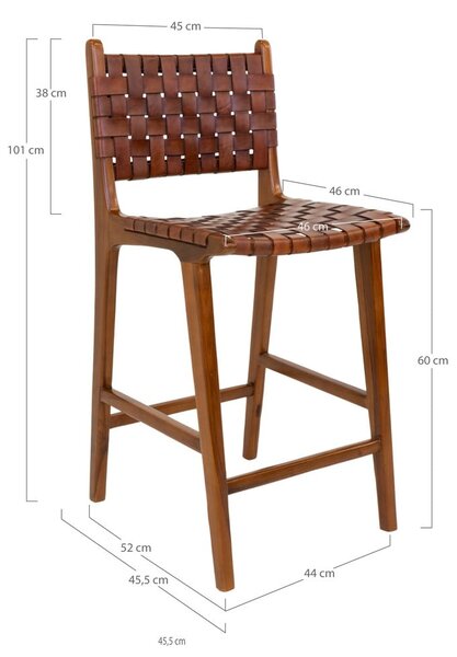 Hnědá barová židle z teakového dřeva 101 cm Perugia – House Nordic