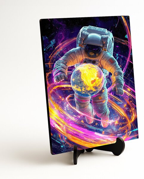 DUBLEZ | Dřevěný obraz - Astronaut v galaxii | UV tisk, Premium