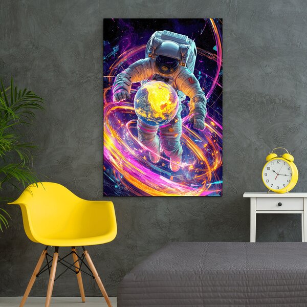 DUBLEZ | Dřevěný obraz - Astronaut v galaxii | UV tisk, Premium