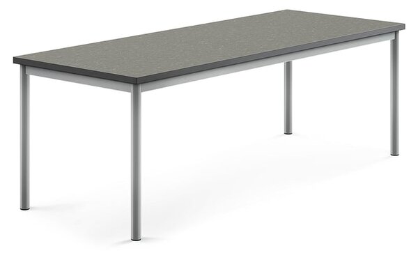 AJ Produkty Stůl SONITUS, 1800x700x600 mm, stříbrné nohy, deska s linoleem, tmavě šedá
