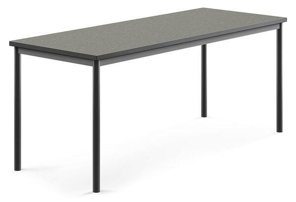 AJ Produkty Stůl SONITUS, 1800x700x720 mm, antracitově šedé nohy, deska s linoleem, tmavě šedá