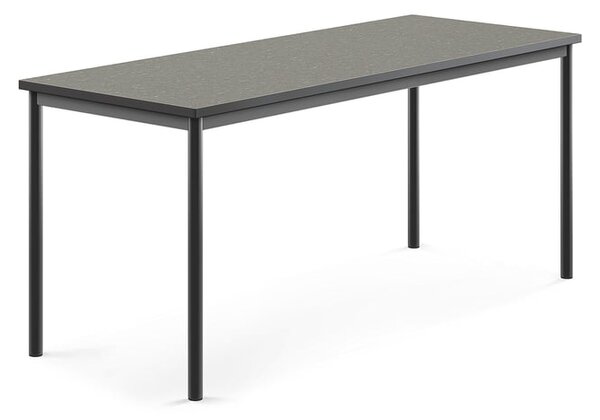 AJ Produkty Stůl SONITUS, 1800x700x760 mm, antracitově šedé nohy, deska s linoleem, tmavě šedá