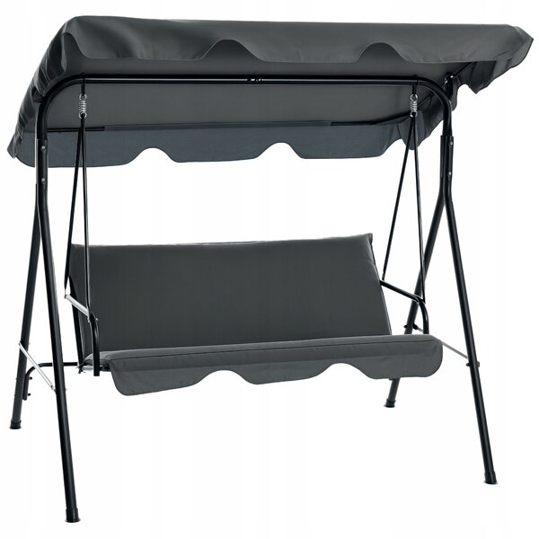 Zahradní houpačka pro 3 osoby Outsunny s baldachýnem 172x110x153 cm šedá