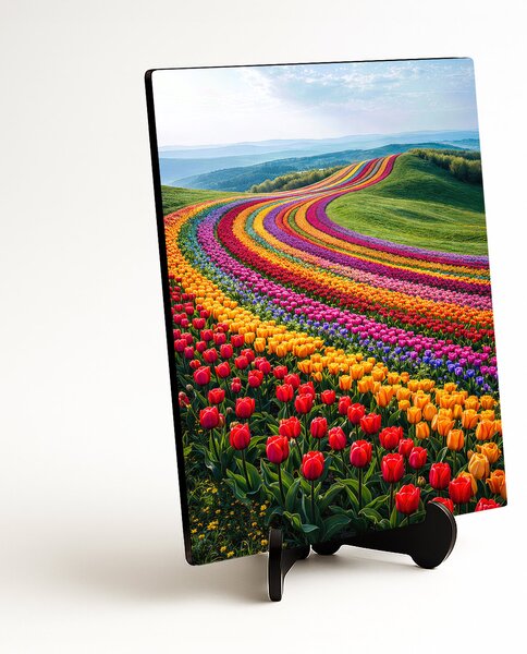 DUBLEZ | Dřevěný obraz - Tulipánové pole | UV tisk, Premium