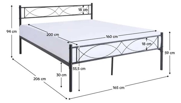 STELVIA NEW POSTEL 160x200 CIERNA KOVOVA MB-2511