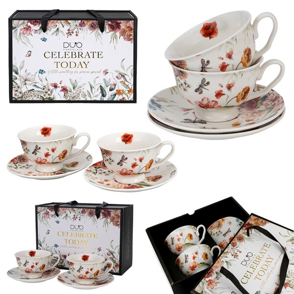 Porcelánový šálek na noze s podšálkem Royal Rebecca 250 ml sada 2ks
