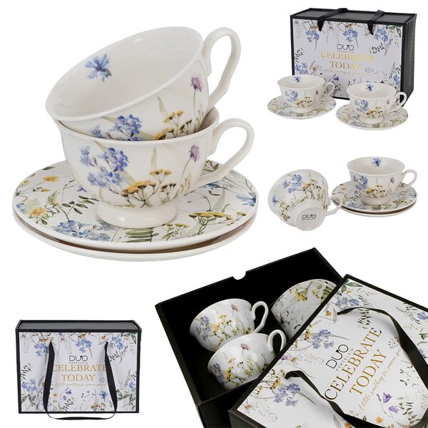 Porcelánový šálek na noze s podšálkem Royal Melody 250 ml sada 2ks
