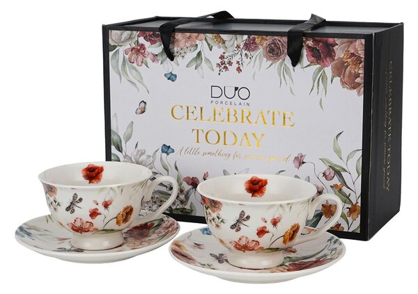 Porcelánový šálek na noze s podšálkem Royal Rebecca 250 ml sada 2ks
