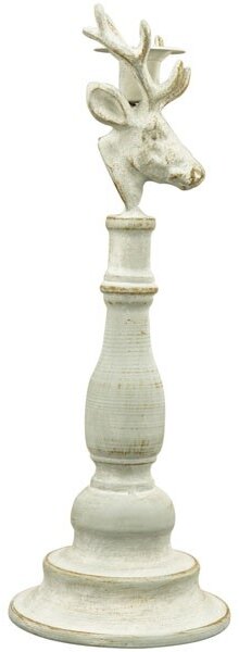 Šedý antik kovový svícen ArtFerro s jelenem - 13,5*13,5*37cm - Exner