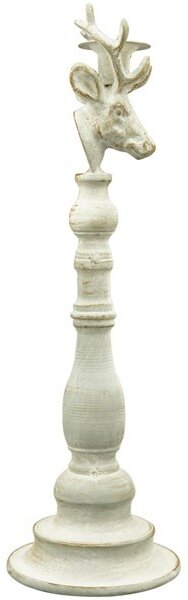 Šedý antik kovový svícen ArtFerro s jelenem - 13,5*13,5*43cm - Exner