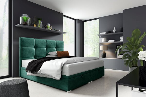 Čalouněná postel Honor II 160x200cm, zelená Monolith