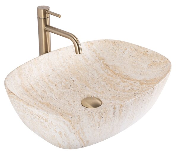 Rea Freja, umyvadlo na desku 512x396x137mm, imitace kamene-travertin matný, REA-U6689