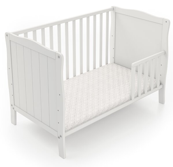 Dětská postýlka Mavi 60x120 bílá s bočnicí – nastavitelný rošt, vyjímatelné příčky Druh matrace: bez matrace