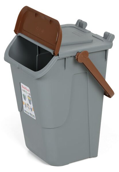 Plastový odpadkový koš na třídění odpadu ECOLOGY II, 35 l, šedá/hnědá