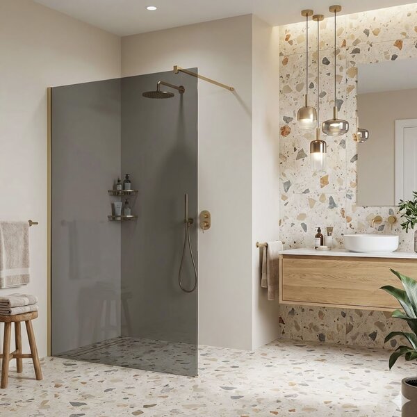 Sprchová zástěna Rea Flexi Grey / Brush Gold 120
