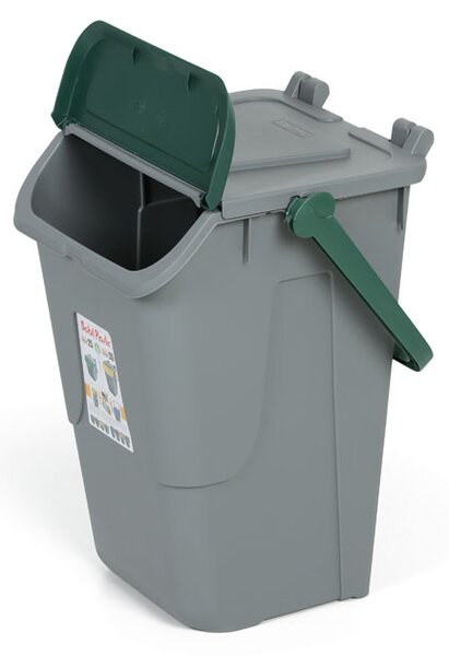Plastový odpadkový koš na třídění odpadu ECOLOGY II, 35 l, šedá/zelená